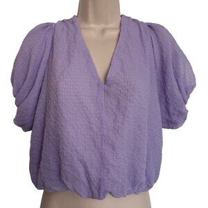 ASTR Lavender Cropped Top Size Small Puff Short Sleeves NWT $30 Cropped
